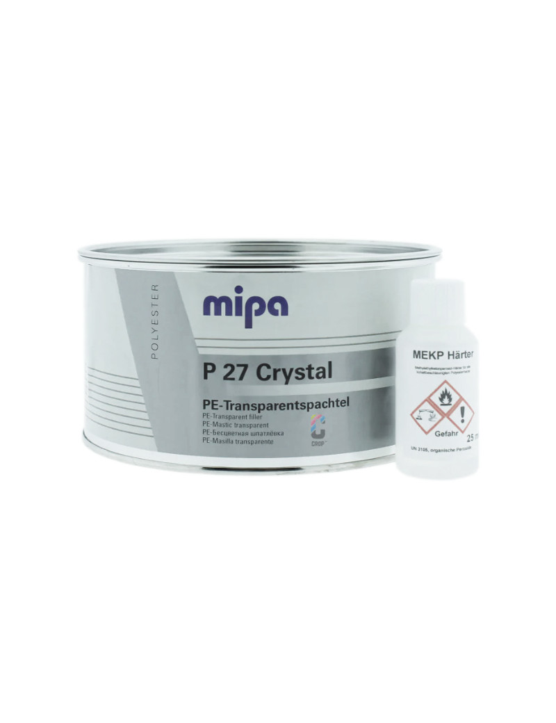 Masilla Poliester Mipa P27 Transparente + Catalizador - Lata 1 Kg + 25ml